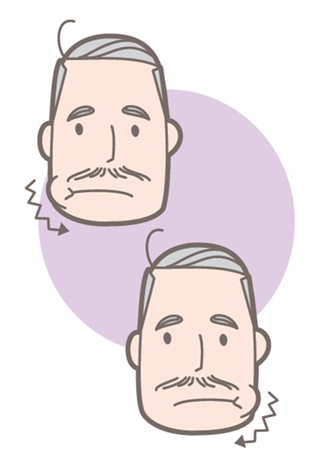 嚥下体操のうち、舌のジグザグ運動をする準備運動で口の周りの体操を示した図