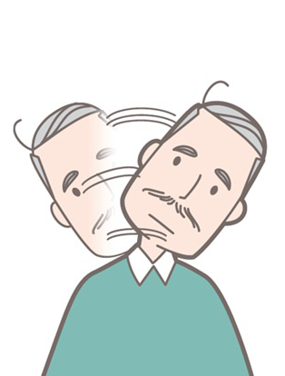 嚥下体操のうち、首を左右に倒す運動を示した図