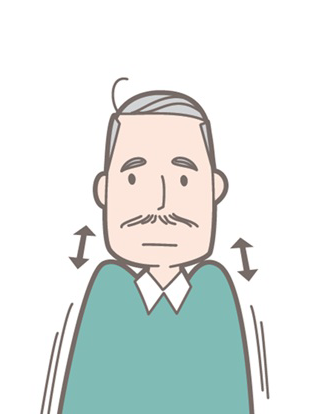 嚥下体操のうち、肩を上げたり下げたりする運動を示した図